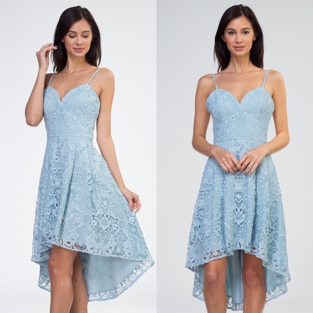 High low light blue lace dress size S, M, L NWT